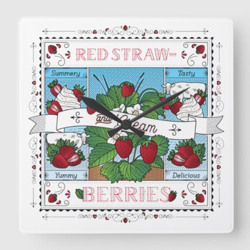 Strawberries and Cream Wall Clock