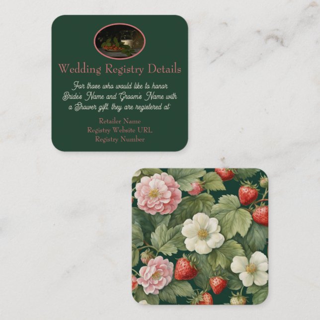 Strawberries and Cream Wedding Registry  Enclosure Card (Front/Back)