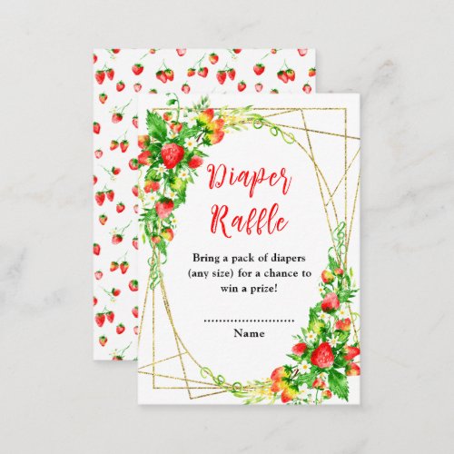 Strawberries and Daisies Baby Shower Diaper Raffle Enclosure Card