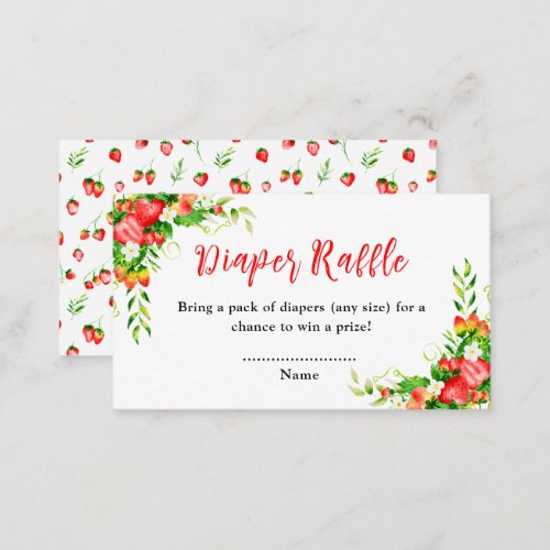 Strawberries and Daisies Baby Shower Diaper Raffle Enclosure Card
