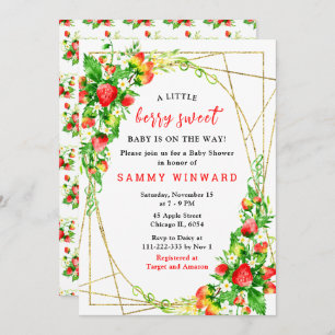 Strawberries and Daisies Baby Shower Invitation