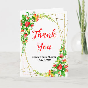 Strawberries and Daisies Baby Shower Letterpress Thank You Card