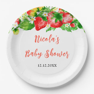 Strawberries and Daisies Baby Shower Paper Plates