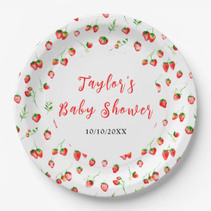 Strawberries and Daisies Baby Shower Paper Plates