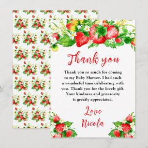 Strawberries and Daisies Baby Shower Thank You Card