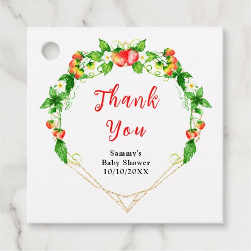 Strawberries and Daisies Baby Shower Thank You Favor Tags