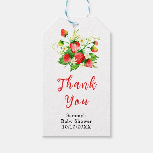 Strawberries and Daisies Baby Shower Thank You Gift Tags
