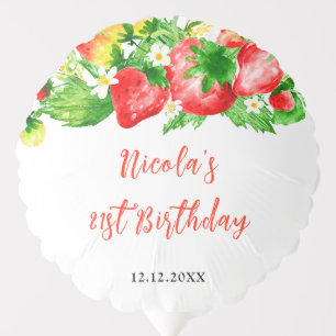 Strawberries and Daisies Birthday Balloon
