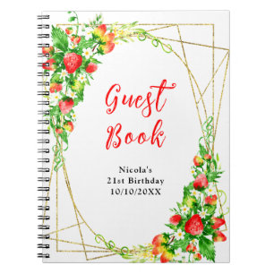Strawberries and Daisies Birthday Guest Book