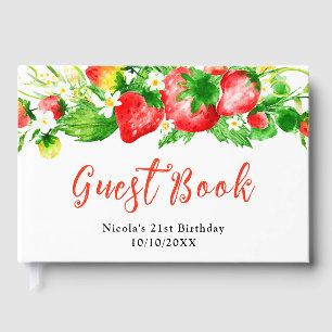 Strawberries and Daisies Birthday Guest Book