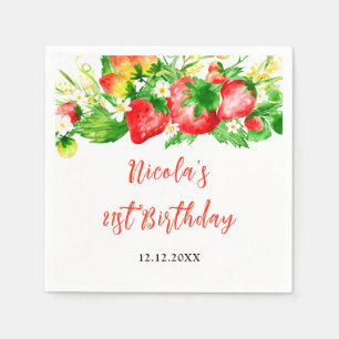 Strawberries and Daisies Birthday Napkins