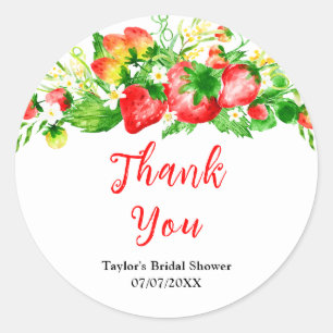 Strawberries and Daisies Bridal Shower Thank You Classic Round Sticker