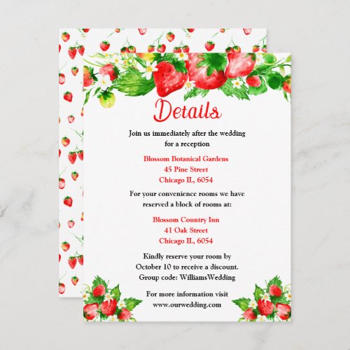 Strawberries and Daisies Wedding Details Enclosure Card