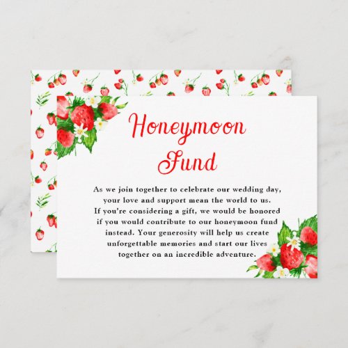 Strawberries and Daisies Wedding Honeymoon Fund Enclosure Card