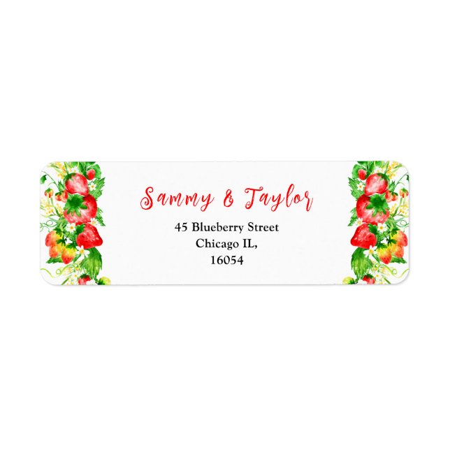 Strawberries and Daisies Wedding Label (Front)