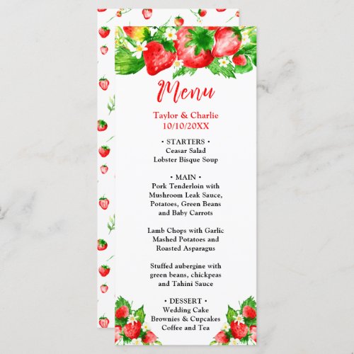 Strawberries and Daisies Wedding Menu