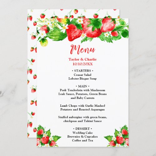 Strawberries and Daisies Wedding Menu