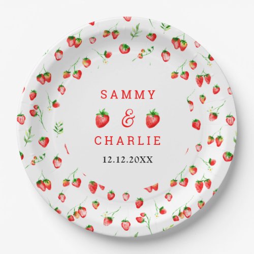 Strawberries and Daisies Wedding Paper Plates