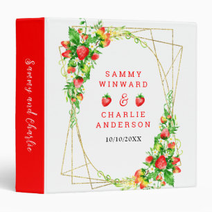 Strawberries and Daisies Wedding Photo Album 3 Ring Binder