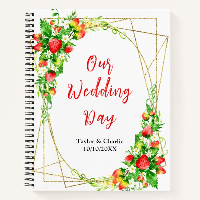 Strawberries and Daisies Wedding Planner Notebook (Front)