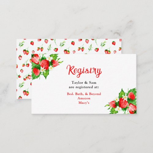 Strawberries and Daisies Wedding Registry Enclosure Card