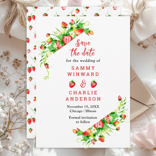 Strawberries and Daisies Wedding Save The Date