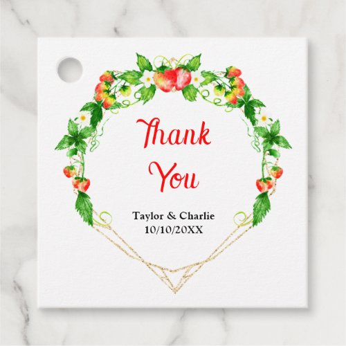 Strawberries and Daisies Wedding Thank You Favor Tags