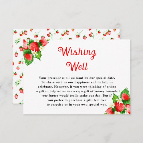 Strawberries and Daisies Wedding Wishing Well Enclosure Card