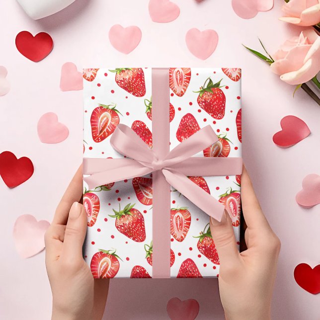 strawberries and dots pattern wrapping paper (Creator Uploaded)