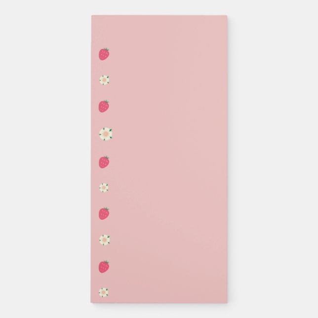 Strawberries and Flowers Magnetic Notepad (Front)