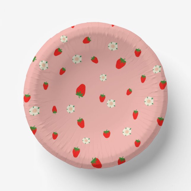  Strawberries and Flowers  Paper Bowls (Front)