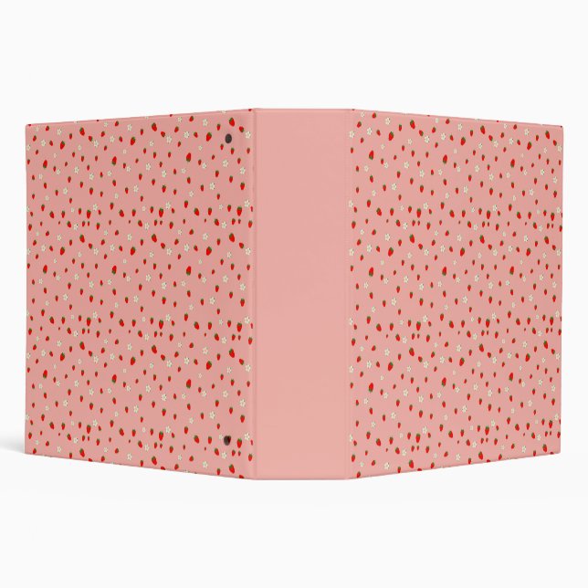 Strawberries and Flowers Pattern 3 Ring Binder (Background)