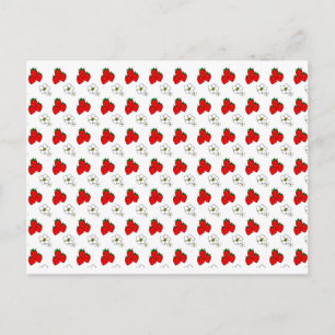 Strawberries and Flowers Pattern Blank Postcard