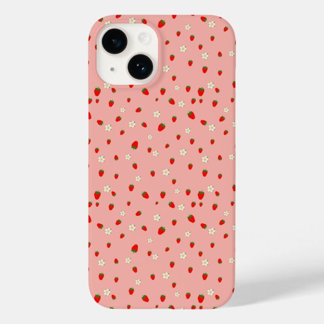 Strawberries and Flowers Pattern Case-Mate iPhone Case (Back)