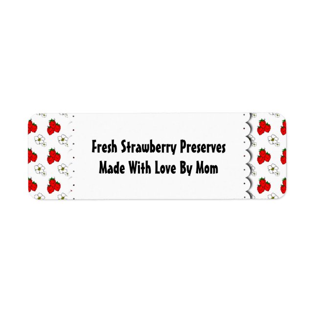 Strawberries and Flowers Pattern Custom Label (Front)