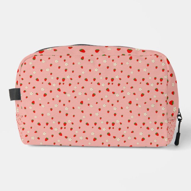 Strawberries and Flowers Pattern Dopp Kit (Front)