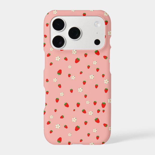 Strawberries and Flowers Pattern iPhone Case (Back)