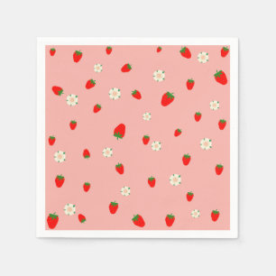Strawberries and Flowers Pattern Napkins