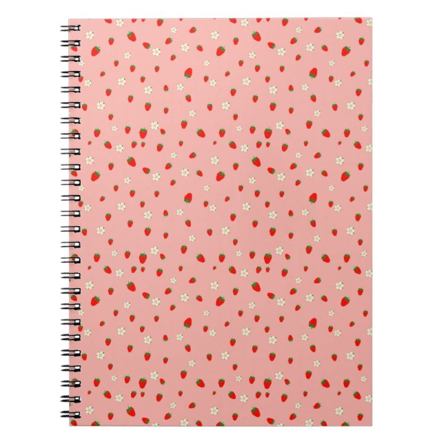 Strawberries and Flowers Pattern Notebook (Front)