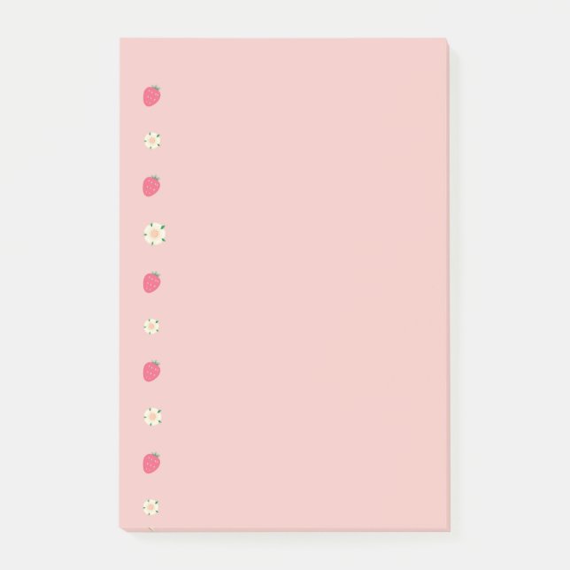 Strawberries and Flowers Pattern Post-it Notes (Front)