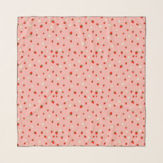 Strawberries and Flowers Pattern Scarf