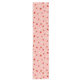 Strawberries and Flowers Pattern Short Table Runner