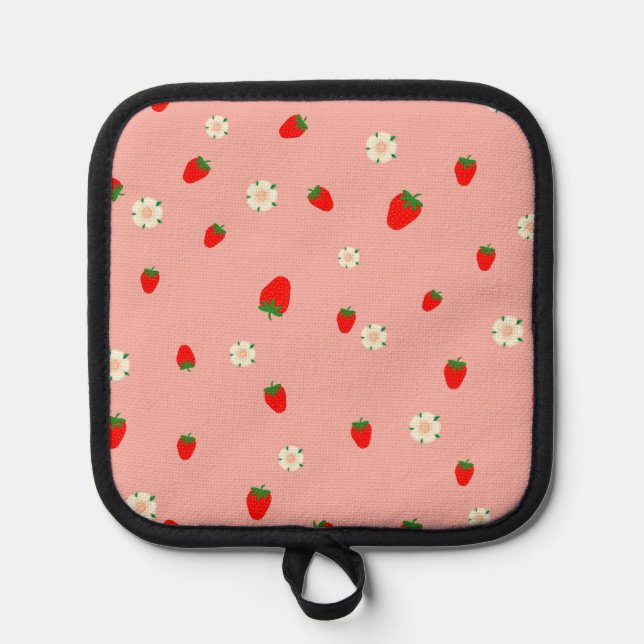 Strawberries and Flowers Pot Holder (Front)