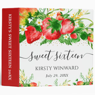 Strawberries and Flowers Sweet 16 Photo Album 3 Ring Binder