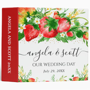 Strawberries and Flowers Wedding Photo Album 3 Ring Binder