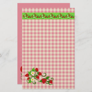 Strawberries and Gingham Checks Sweet Stationery