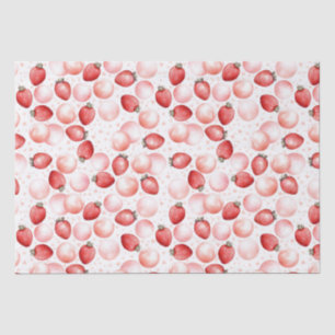Strawberries and Pink Balloons Cute Summer Party Tissue Paper