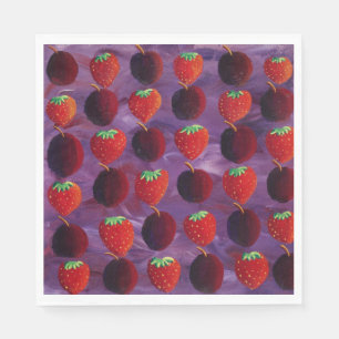 Strawberries and Plums Red Fruit Napkins