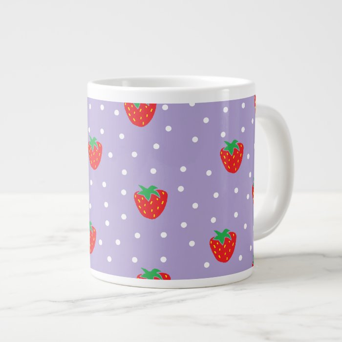 Strawberries and Polka Dots Purple Extra Large Mug