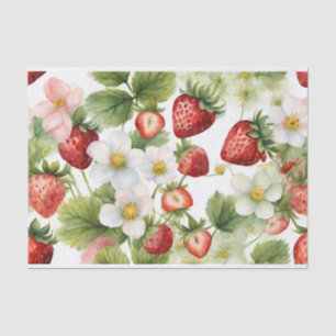 Strawberries and Strawberry Flowers Tissue Paper